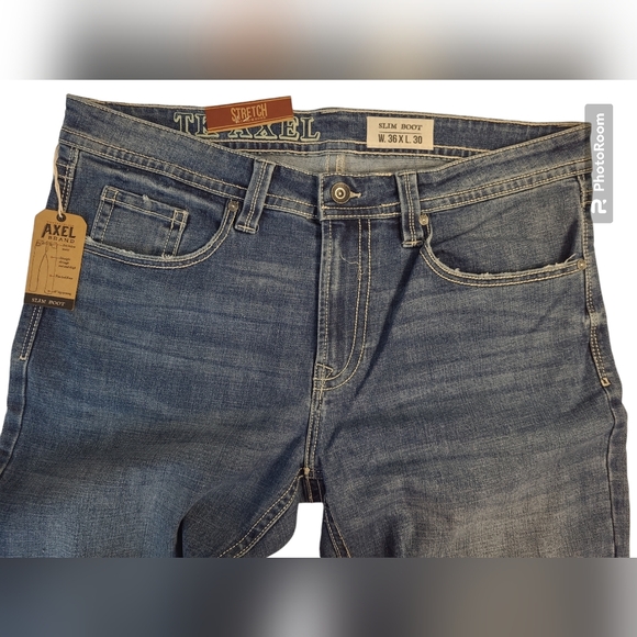 T.K. Axel Men Slim Boot Cut Jeans Stretch Medium Blue Size W 36 X L 30(AXMB0074) - Picture 4 of 13